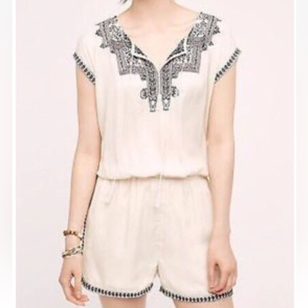 Anthropologie Mira Embroidered Romper by Elevenses